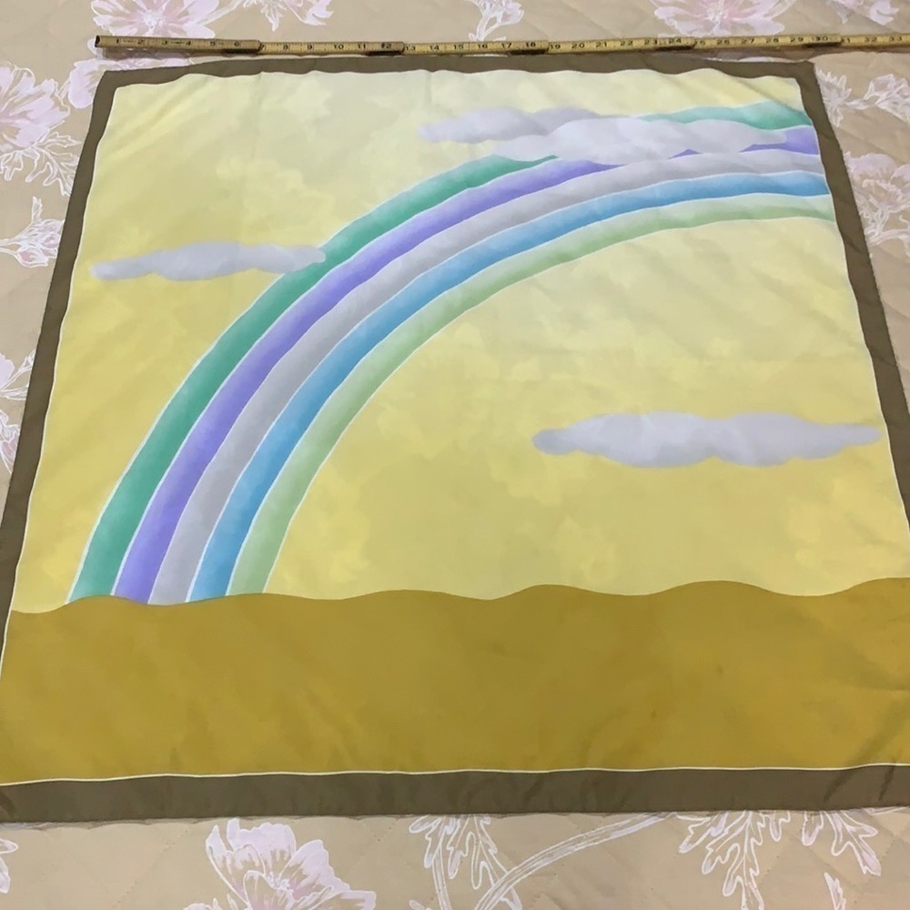 ❤️𝅺60’s Boselli Crepe rainbow scarf hand sewn edges